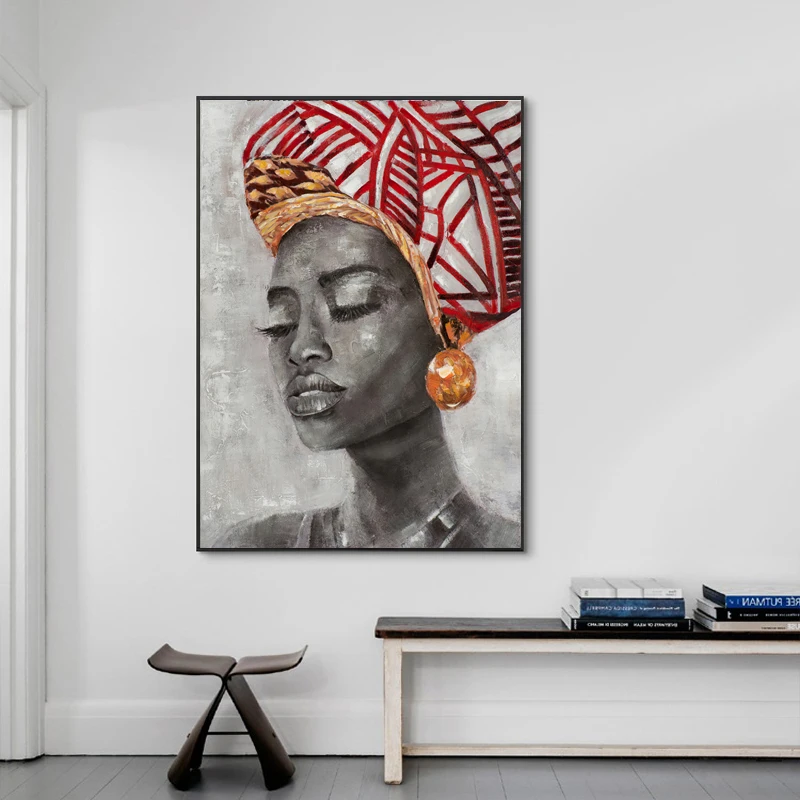 African American Black Woman Profile Portrait Canvas Paintings Ps ...