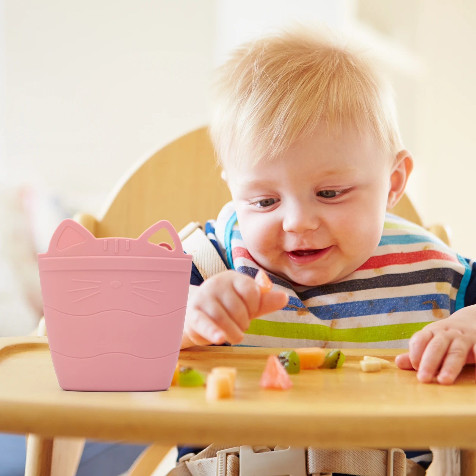 New Design Food Grade Baby Silicone Snack Cup Catcher Baby Snack Bag