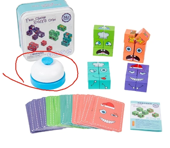 Puzzle De Madera De Expresiones Faciales – 4 Cubos Emoji Con 64 Tarjetas, Juego Educativo Para 1-4 Jugadores
