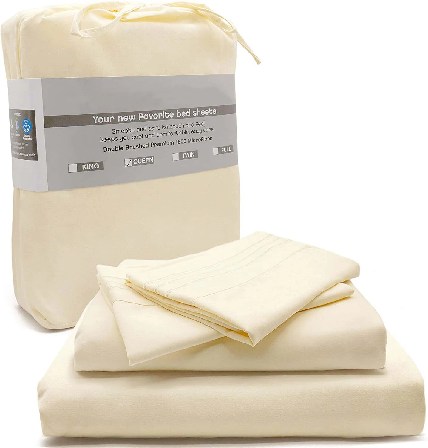 thumbnail image 2 of SONORO KATE Luxury Microfiber Bed Sheets Set, 1800 Series, 4 Pieces, King, Beige 2 of 11