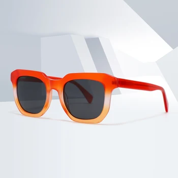 Fashion Luxury 2022 Acetate Sunglass  Colorful  Square  Sunglasses with  Green TAC Lens Polarized