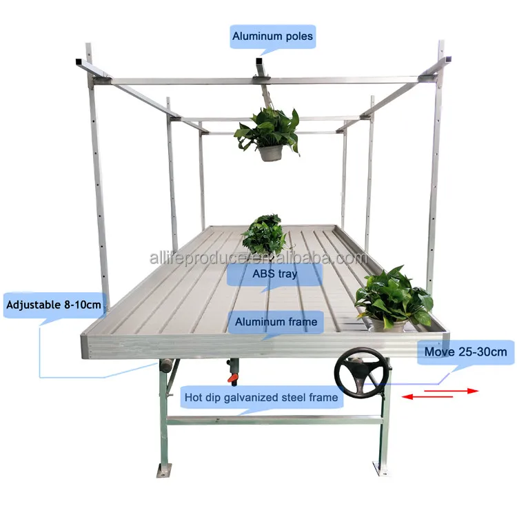 Flower Hydroponic Propagation Table Ebb Flow Plant Nursery Sliding Grow
