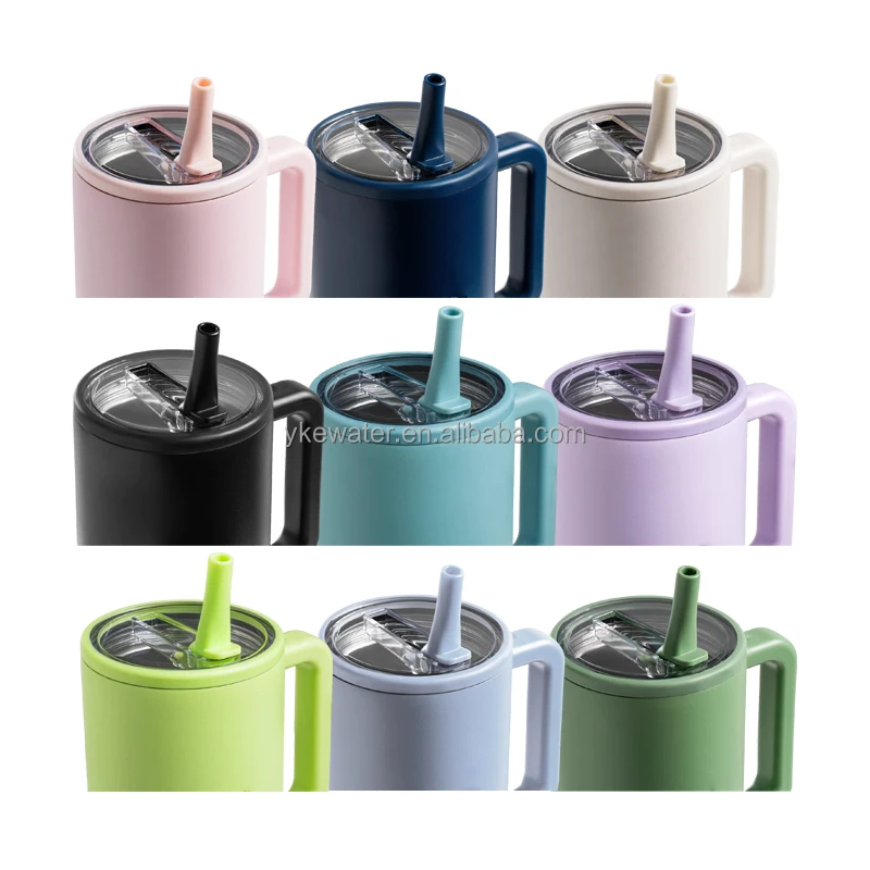 40 Oz Tumbler With Handle And Foldable Straw Of Lid Reusable Iced