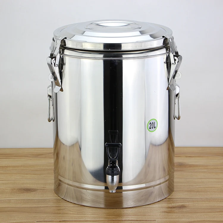 Stainless Steel Heat Insulation Barrel Multipurpose Double Layer Bubble Milk Tea Equipment Insulated Container Bucket_0