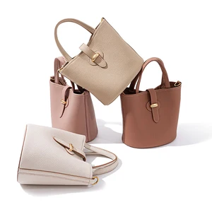 Manufacturer Custom 2026 Ladies Genuine Cowhide Leather Handbags Casual Tote Bag Fashion Women's Bucket Shoulder Bags Female