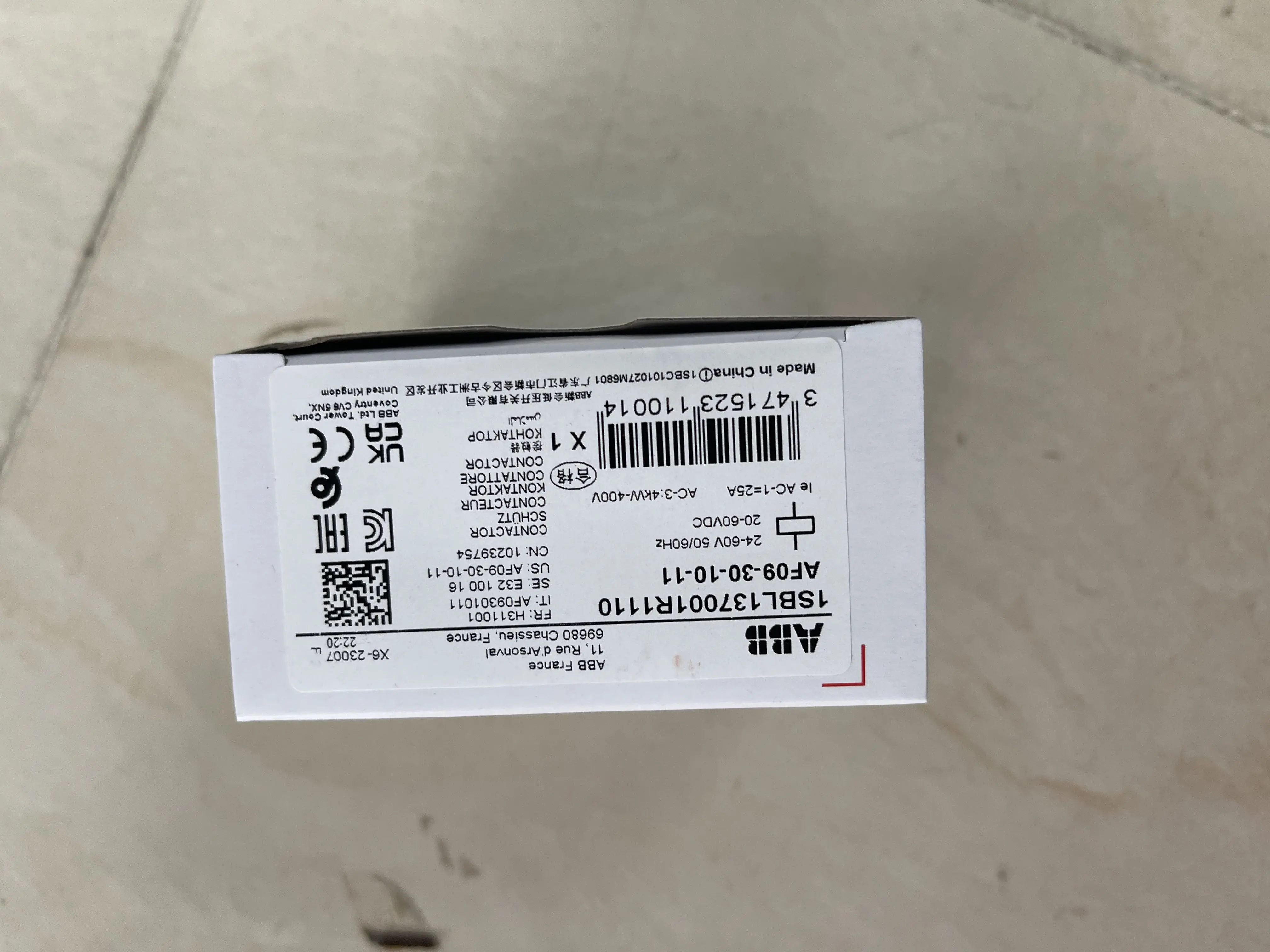 ABB Contactor AF09-30-10-11 1SBL137001R1110 