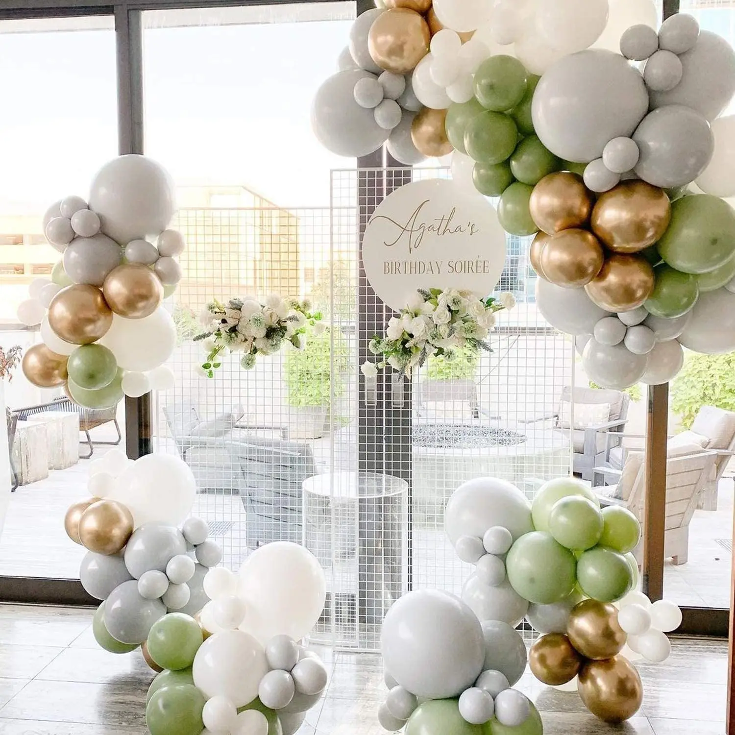 Palloncini Verde Salvia, Oro E Bianchi - 60 Pezzi 30cm Per Compleanni, Matrimoni E Feste - Foto 6