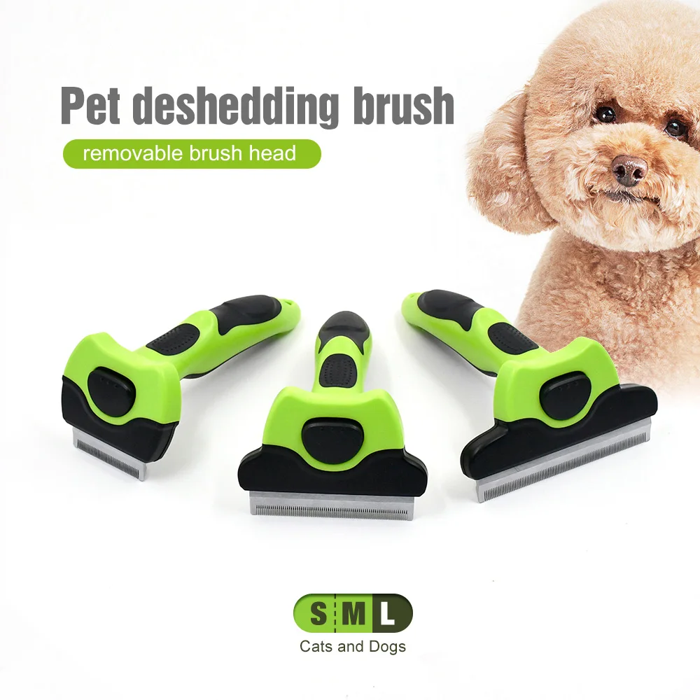 Large Head Deshedding Pet Grooming Tool for Cats or Dogs with Removable Head 