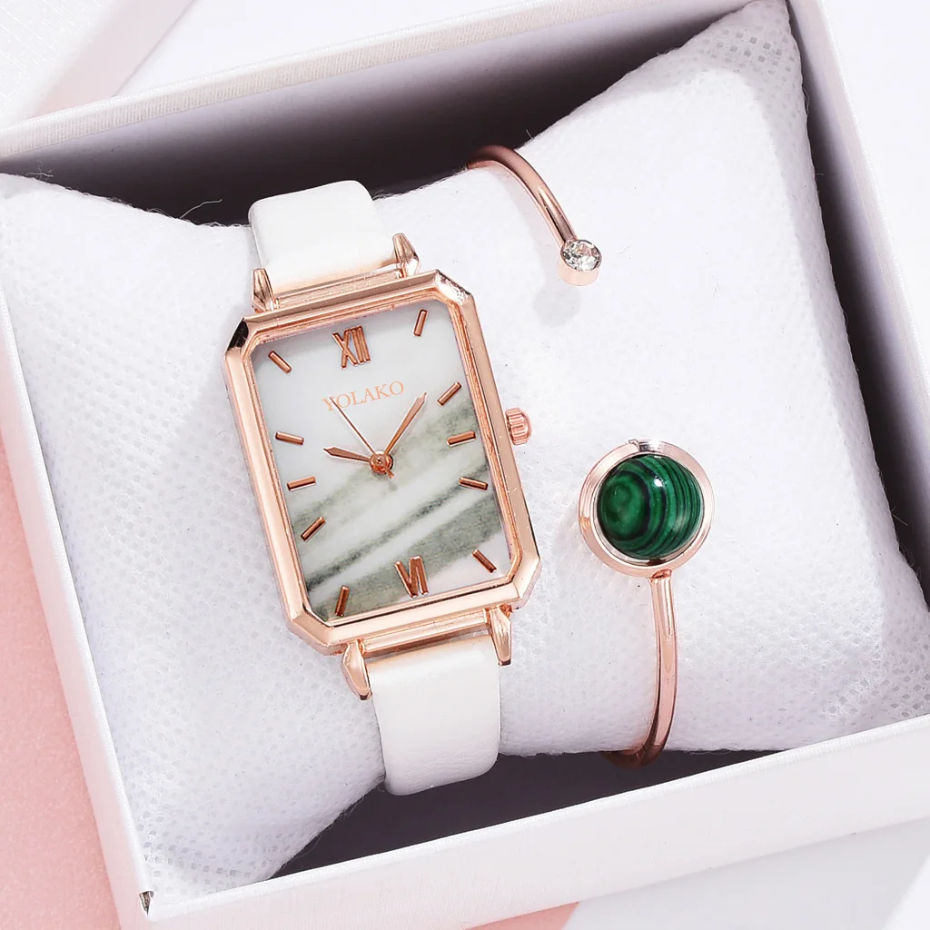 Women’s ladies square watch with watch winder combo new set Ladies Sets Womens Crystal Accent Rose Goldtone 5-pc. Watch  main image 4