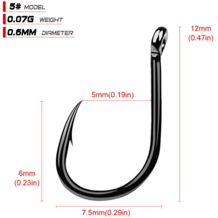 200pcs sliver wacky hook high carbon Steel worm fishing hooks for sea fishing