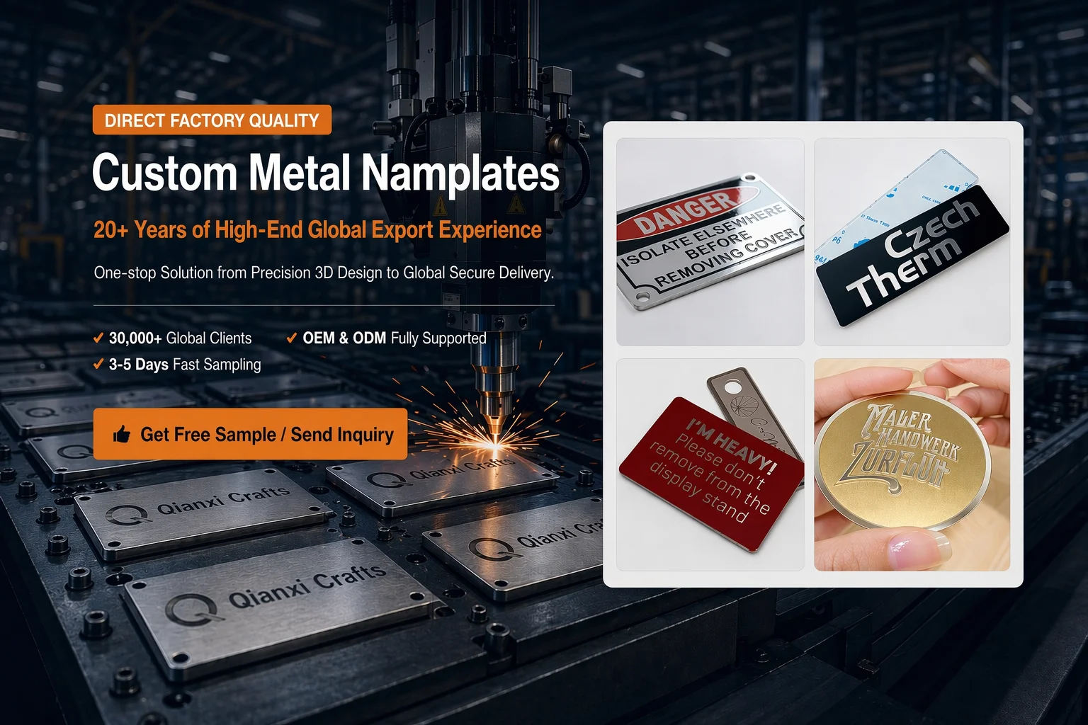 product custom stainless steel nameplate 304 316 ss etching metal industrial labels corrosion resistant tags-0