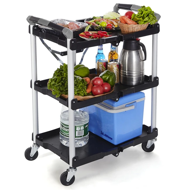 White Kitchenware Collection Trolley Food Service Trolley Fold Cart