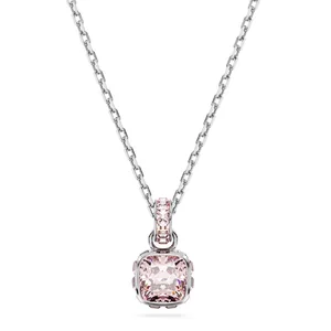 925 Sterling Silver Square Natural Water Crystal Pendant Necklace Women Fine Jewelry Custom Gemstone Birthstone