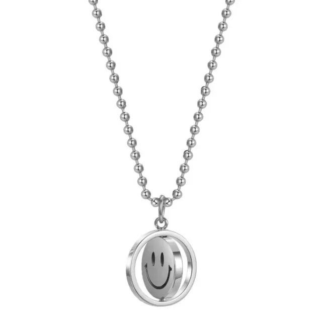 Fashion Geometric Jewelry Pendant Necklace New Hip Hop Stainless Steel Rotating  Pendant Necklace Women