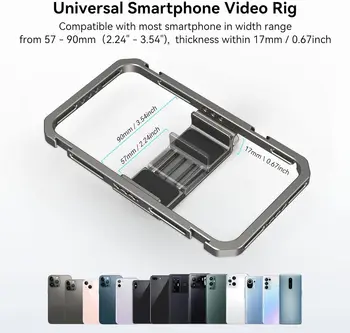 SmallRig Universal Smartphone Video Rig for iPhone for Samsung Filmmaking Vlogging Rig Aluminium Alloy Phone Video Cage Grip detail image