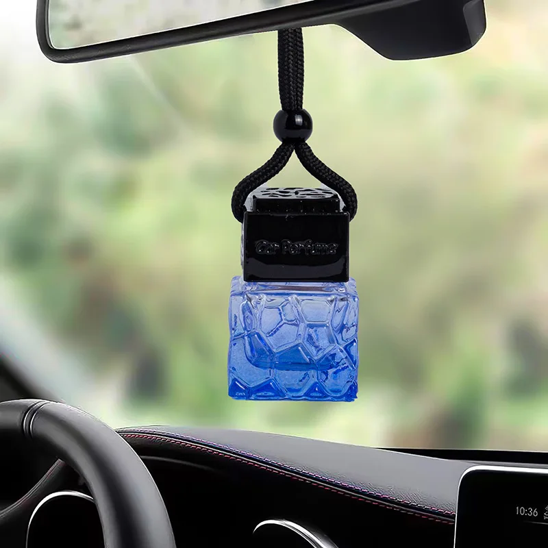 Luxury 10ml Square Car Perfume Bottle Empty with Screw Cap Top Hanging Air Freshener for Essential Oils Fragrance Diffuser