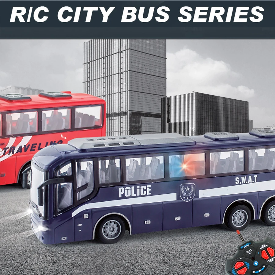 Rc Bus Toy Channel Radio Control City Sightseeing Bus Toy Electric Window BOX Car Mini Plastic City School RC Bus with Light