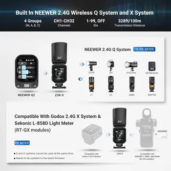 NEEWER Z3RS 100Ws 2.4G Round Head TTL Flash Compatible with Sony Cameras, for ZV1, Speedlite Light with Touchscreen product image
