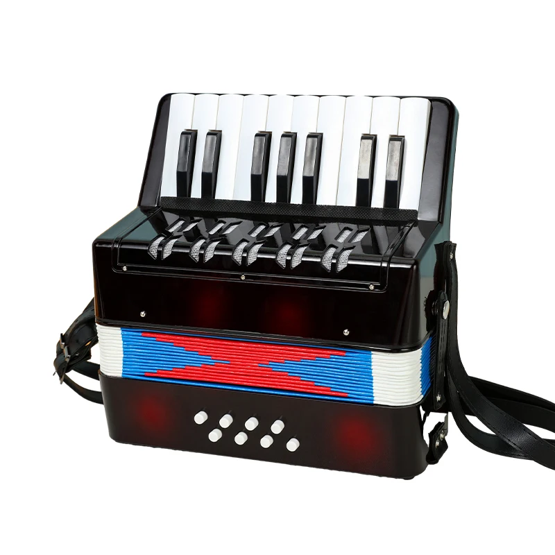 8 Bass 17 Key Piano Accordion Black with Newest Design Chromatic and Diatonic Buttons on Sale