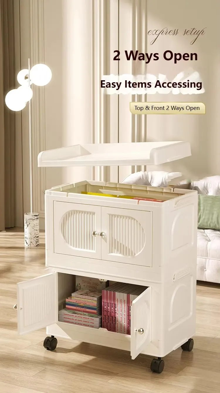 Large Capacity Simple Style PP Plastic Double Door Cabinet Rectangle Shape Foldable Movable Open Household Storage Container supplier