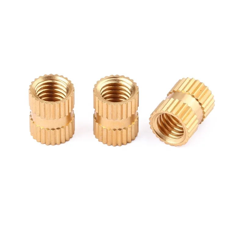 China wholesale custom injection molded female brass knurled insert metal threaded brass inserts nuts for plastic