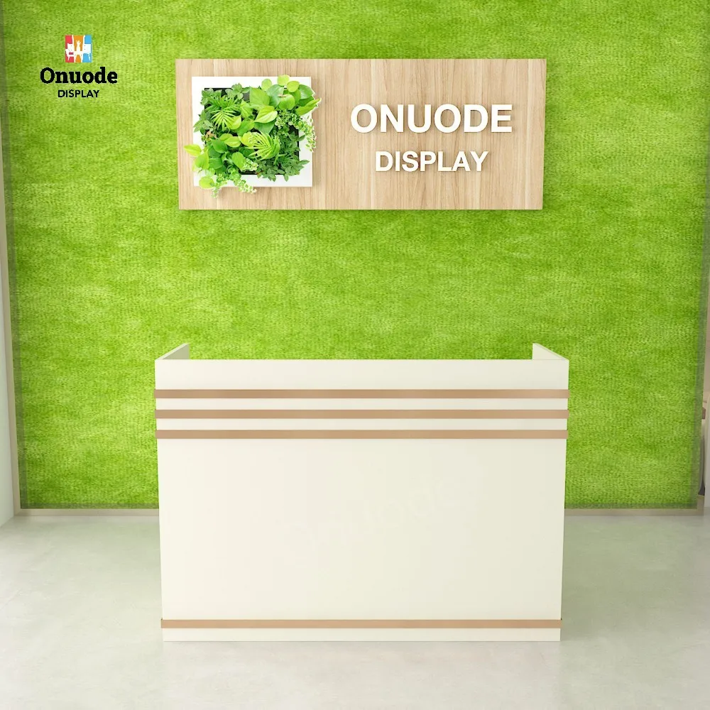 Custom Modern Wooden Reception Desk Cashier Counter | Retail Boutique Checkout Counter | Cash Register Display Showcase
