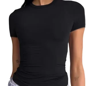 Women's Summer O-Neck T-Shirt Multi-Color Slim Fit Streetwear Top Short Sleeve Thin Tee Tops Y2K Style