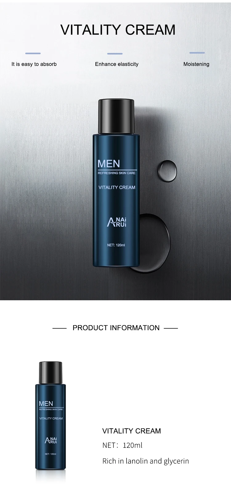 Private Label Men's Skin Care Set Facial Cleanser Water Cream Oil