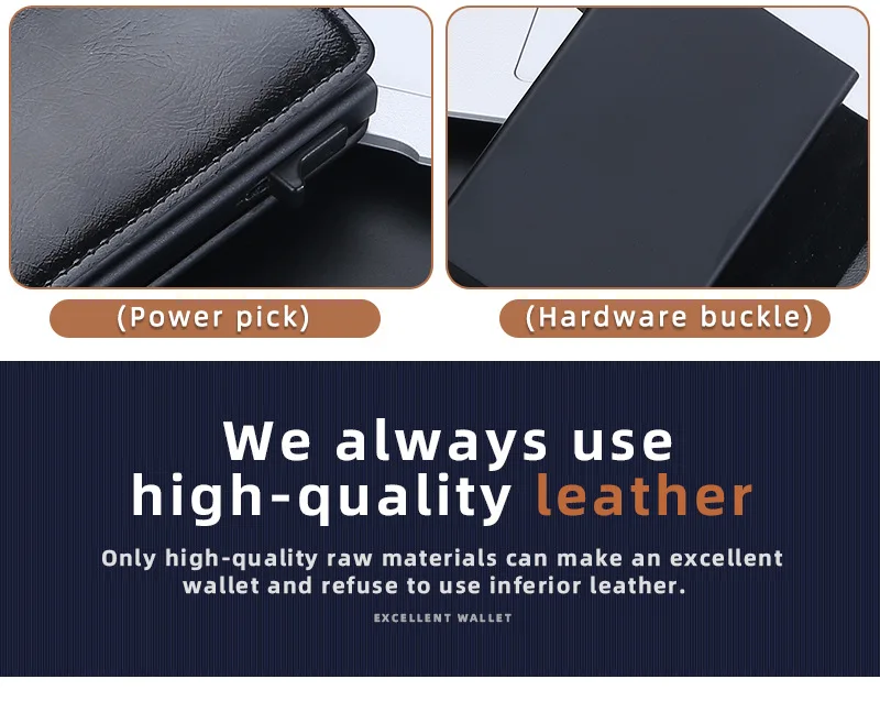 Baellerry Fashion Trend Pu Leather Cover Ultra Thin Automatic Popup RFID Card Holder
