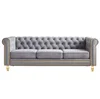 LIGHT GREY + Velvet + 3 Seat + Foam