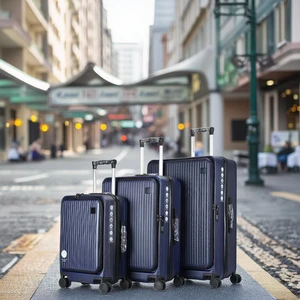 ABS PC Front Open Carry on Suitcase Set With Laptop Pocket Trendy Luggage Design Travelling Trolley Bags Luggage