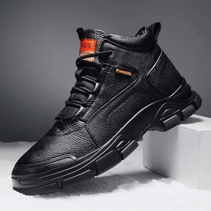 Wholesale in Stock Genuine Leather Men Work Boots Male Latest Lace up Winter Warm Safety Sport Boots Shoes