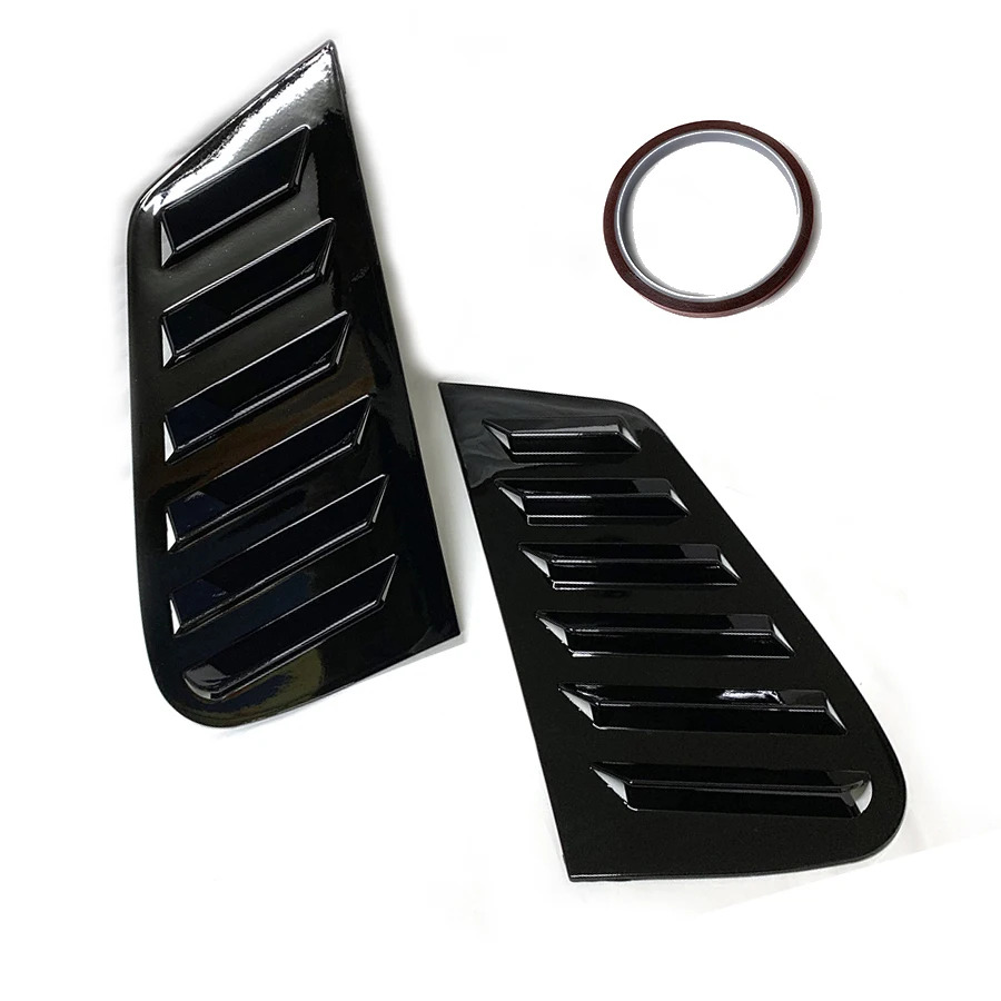 product auto car exterior rear side window louvers for volkswagenn polo 2002   2009 pair racing style  abs gloss black window louvers-5