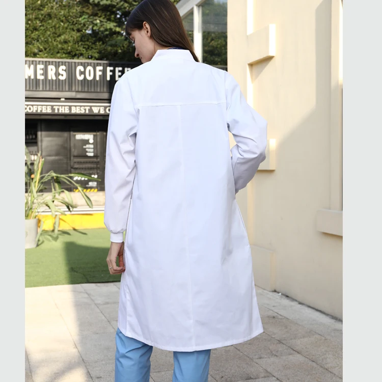 100% Cotton White Doctor's Uniform Lab Coat Hospital Gown