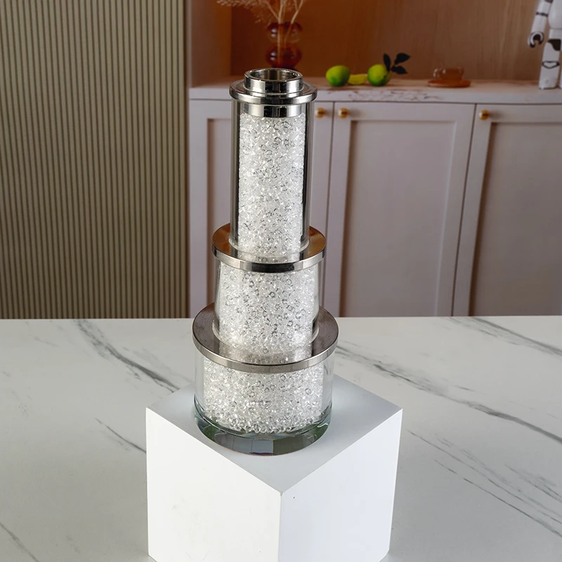 product contains broken diamonds three layer cake shape birthday home art wedding decoration crystal candlestick-8