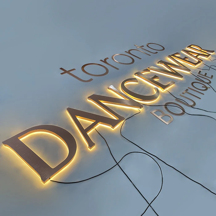 Customizable 3D Channel Letter Outdoor Store Sign Waterproof LED Advertising Signage Rose Gold Metal Office Wall Decoration