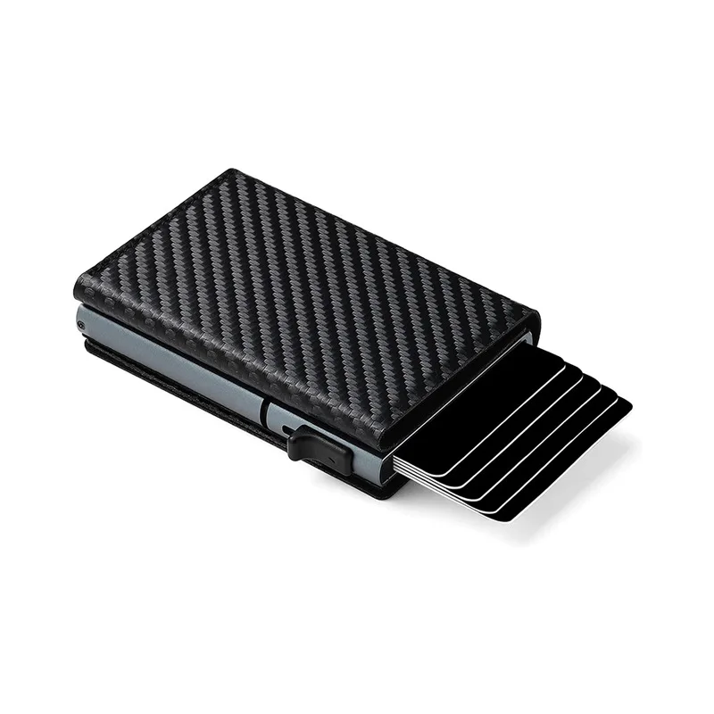 Fashion Carbon Fibre Front Pocket Wallet,Metal Wallet For Men,Rfid Slim