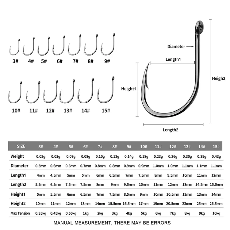 200pcs sliver wacky hook high carbon Steel worm fishing hooks for sea fishing