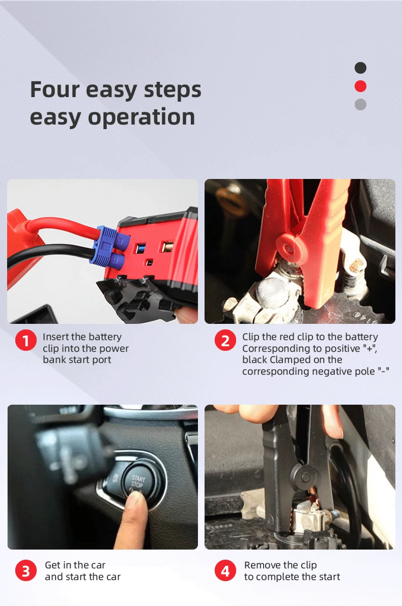 High Quality 12V Peak 1000A Car Starter Portable Multi -Function Vehicle Emergency Tool Factory Wholesales