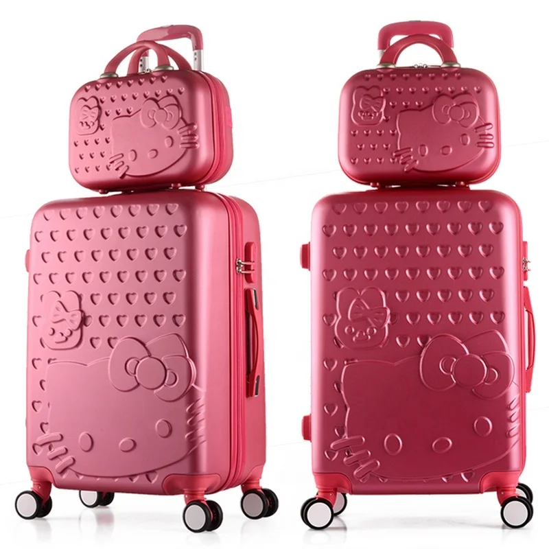 Children Lovely Rolling Luggage Set Women Trolley Suitcase Girls Pi