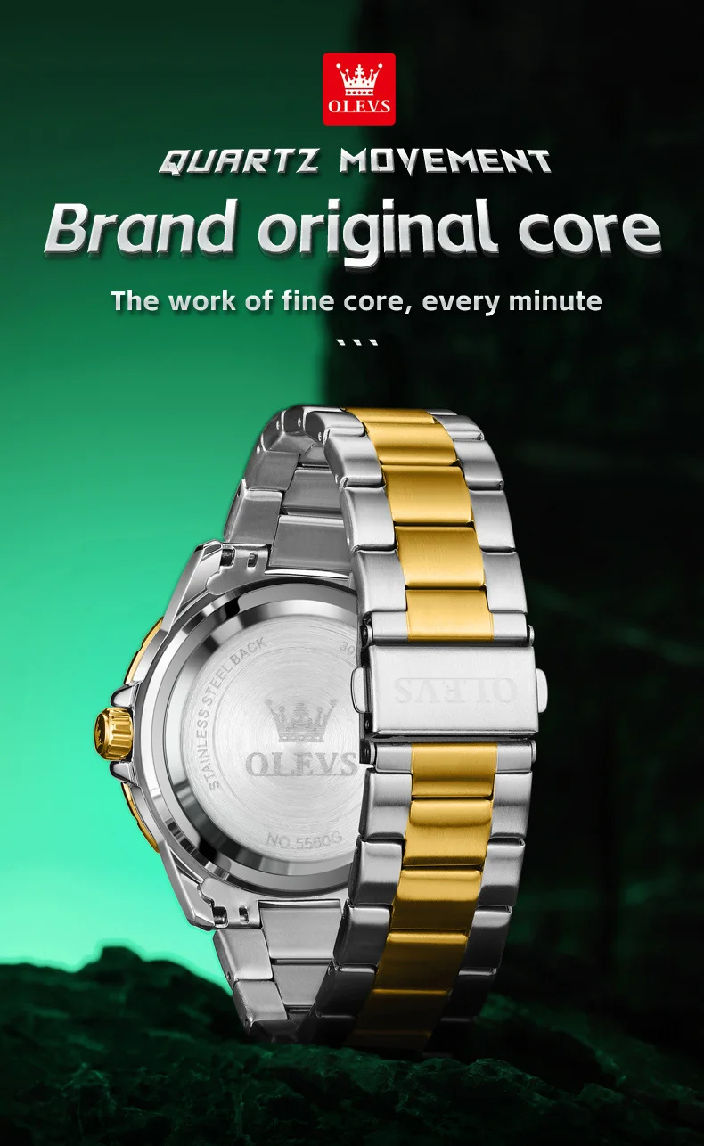 OLEVS 5560 Hot Selling Styles Oem Custom logo Odm Stainless Steel Waterproof Luminous Calendar Quartz Watch for Man