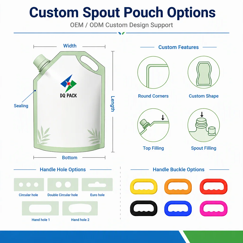 DQ PACK Large Capacity Liquid Packaging Plastic Bag 5L Stand up Corner Spout Pouch with Catch Handle