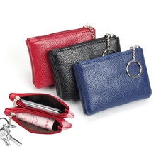 Custom Double Layer Short Wallet Mini Handbag Wallet with Zip and Key Ring Card Holder Coin Purse Leather Wallet for Men Women