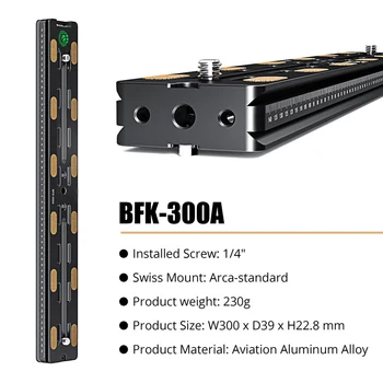 300mm Aluminum Alloy Quick Release Plate, Arca/RRS Standard for DSLR Camcorder Tripod Mount Accessory detail image