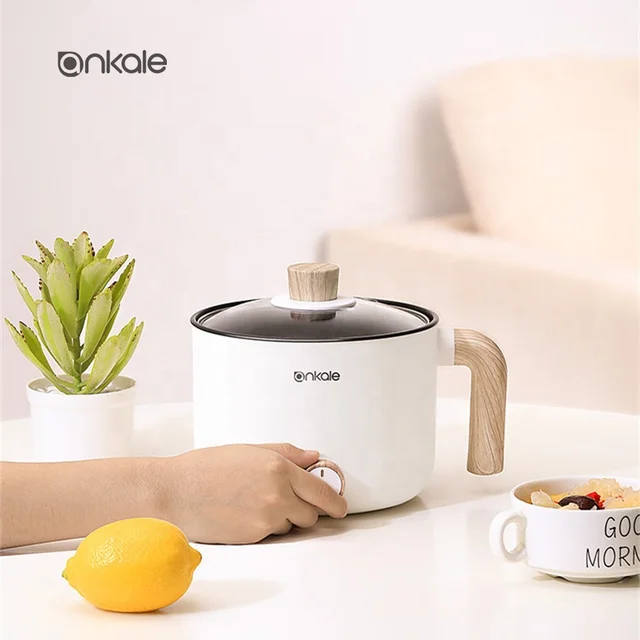 New design Korean Mini multi function cooking pot with wood grain white color portable cooker