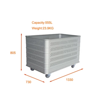 Anodized Light Alloy Aluminium Linen Basket Trolley Cart Cargo & Storage Equipment Hand Carts & Trolleys for Laundry  Hospital