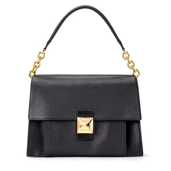 High Quality Woman Genuine Chain Leather Handbag Black patent Leather Handbags