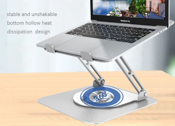 Portable Folding Laptop Riser Aluminium Adjustable 360 Degrees Rotatable Laptop Stand for Desk