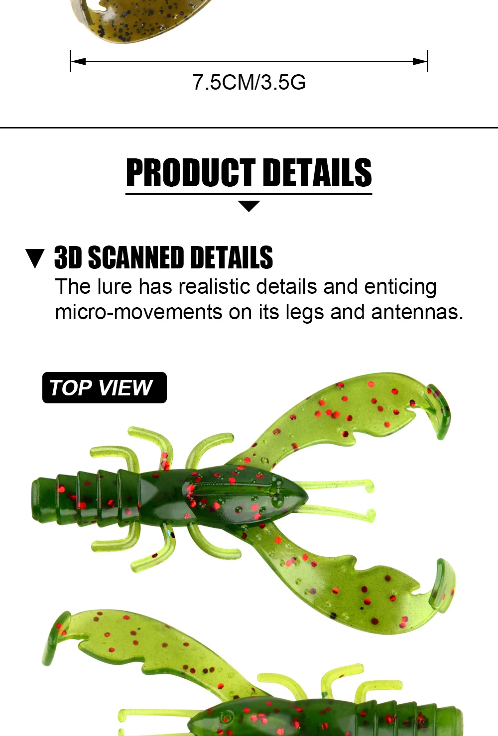 Spinpoler Soft Crawfish Fishing Lure 7.5cm Shrimp Silicone Creature ...