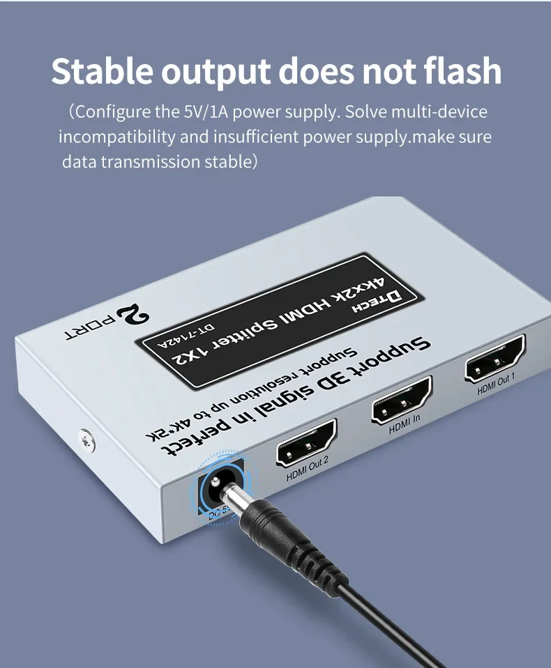 Splitter Function DTECH DT-7142A (MS) High Quality HD 4K 30Hz 1 in 2 Out HDMI Video ...